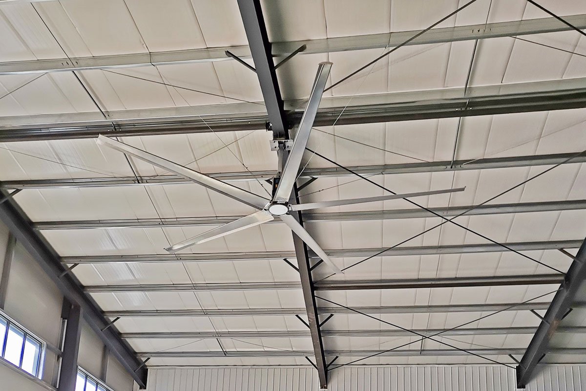 Large industrial HVLS ceiling fans